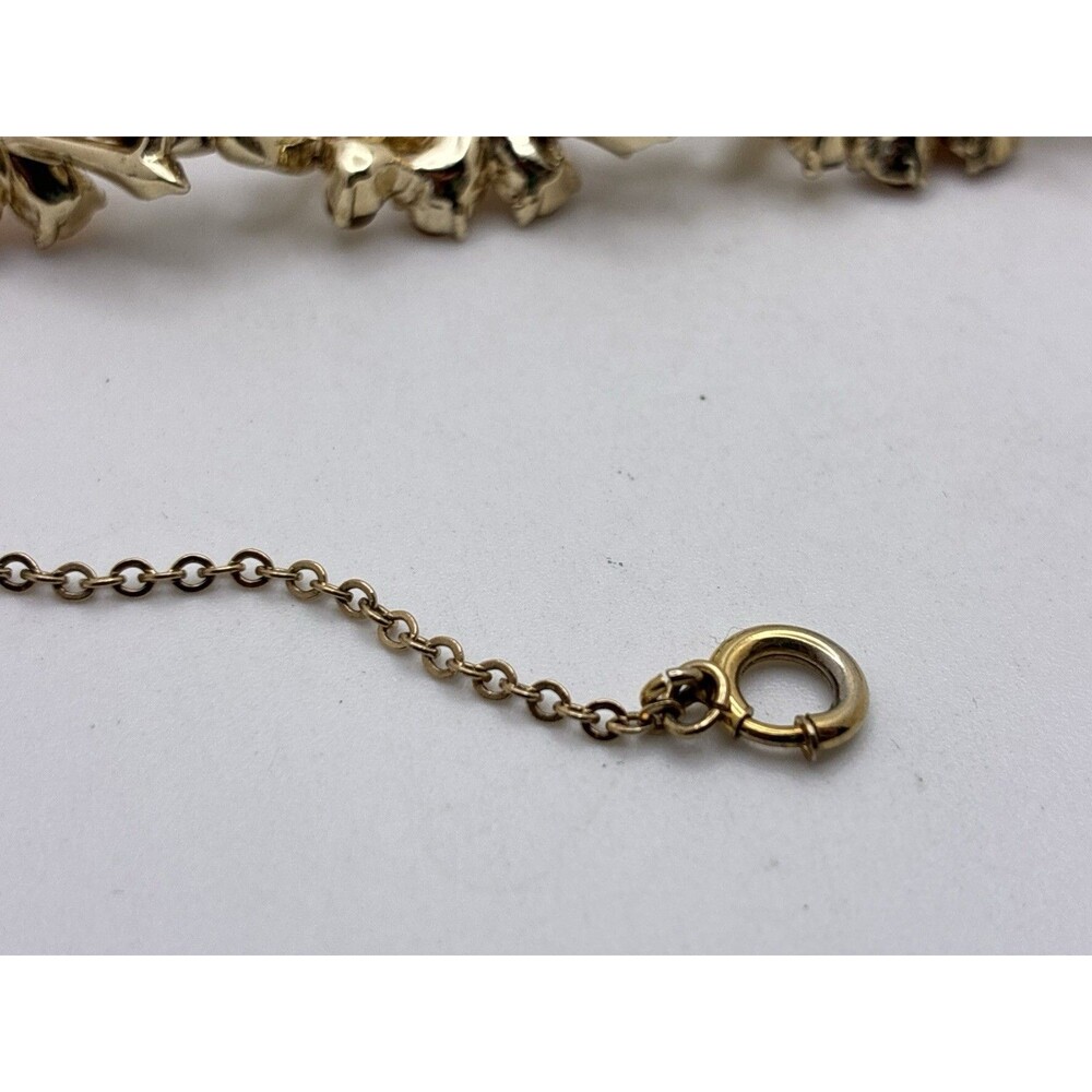Coro Silver Amber Rhinestone Flower Vintage Jewelry Bracelet With Safety Clasp - Picture 4 of 9